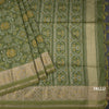 Raw Silk Parrot Green Printed Saree 02