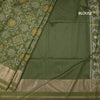 Raw Silk Parrot Green Printed Saree 02
