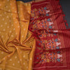 Raw Silk Mango Yellow Thread Work Saree