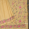Raw Silk Yellow Zari Stripes Saree And Floral Thread Border
