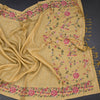 Raw Silk Yellow Zari Stripes Saree And Floral Thread Border