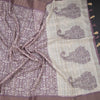 Raw Silk Purple Printed Saree With Zari Border