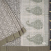 Raw Silk Olive Green Printed Saree With Zari Border 02