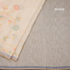 Linen Cream Saree With Painted Zari Thread Work