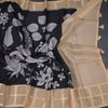 Kota Black Floral Printed Saree And Zari Checked Border 03