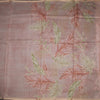 Organza Light Peach Leaf Printed With Zari Thread Work Saree