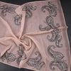 Linen Peach Borderless Thread Work Saree With Paisley Design