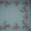 Linen Sea Green Borderless Thread Work Saree With Paisley Design