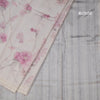 Raw Silk Light Grey Printed With Thread Work Saree And Cut Work Border