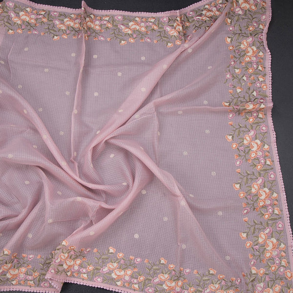 Kota Rose Pink Thread Work Saree