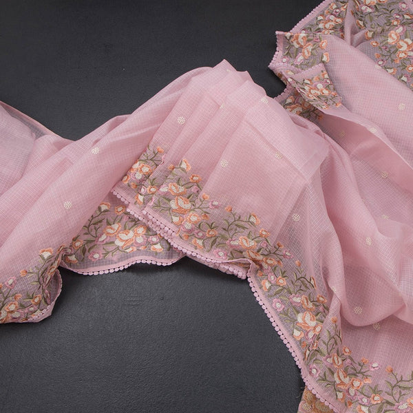 Kota Rose Pink Thread Work Saree