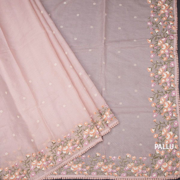 Kota Peach Floral Thread Work Saree 02