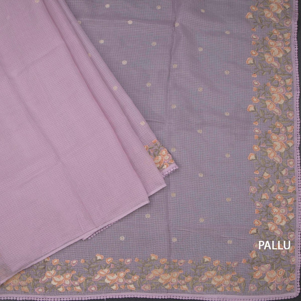 Kota Lavender Floral Thread Work Saree