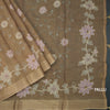 Linen Golden Brown Saree With Painted Zari Thread Work