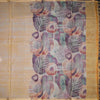 Organza Pastel Orange Printed With Zari Thread Work