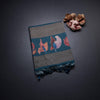 Raw Silk Blue Printed Saree And Zari Border