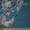 Raw Silk Blue Printed Saree And Zari Border