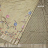 Raw Silk Pista Green Floral Printed Saree And Zari Border