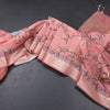 Raw Silk Coral Pink Floral Printed Saree And Zari Border