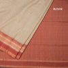 Raw Silk Sandal Plain Saree And Printed Temple Border 02
