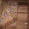 Raw Silk Golden Brown Floral Printed Saree And Zari Border