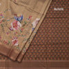 Raw Silk Golden Brown Floral Printed Saree And Zari Border