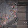 Raw Silk Fossil Grey Floral Printed Saree And Zari Border