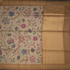 Raw Silk Golden Brown Floral Printed Saree And Zari Border 02