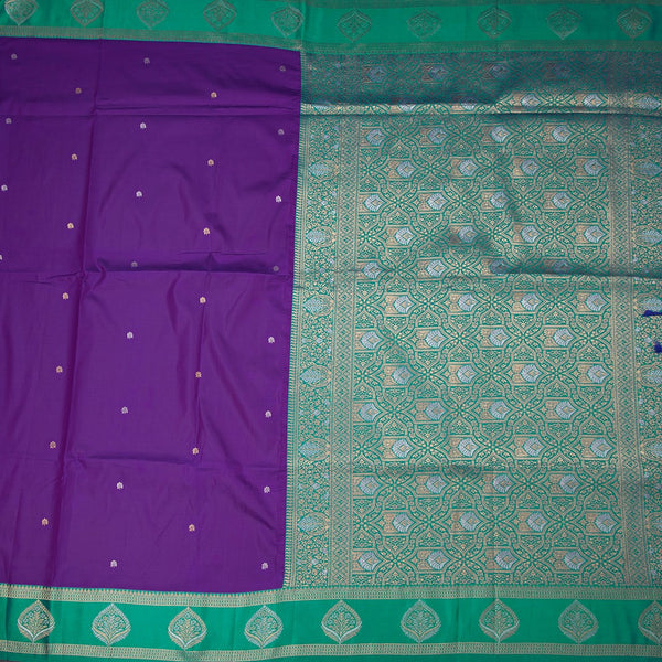Art Silk Purple Saree With Zari Buttas And Zari Border