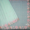 Kota Mint Green Floral Thread Work Saree And Cut Work Border