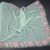 Kota Mint Green Floral Thread Work Saree And Cut Work Border