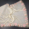 Kota Cream Floral Thread Work Saree And Cut Work Border