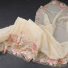 Kota Cream Floral Thread Work Saree And Cut Work Border