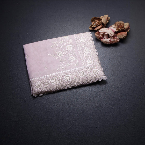 Kota Light Pink Floral Thread Work Saree 02