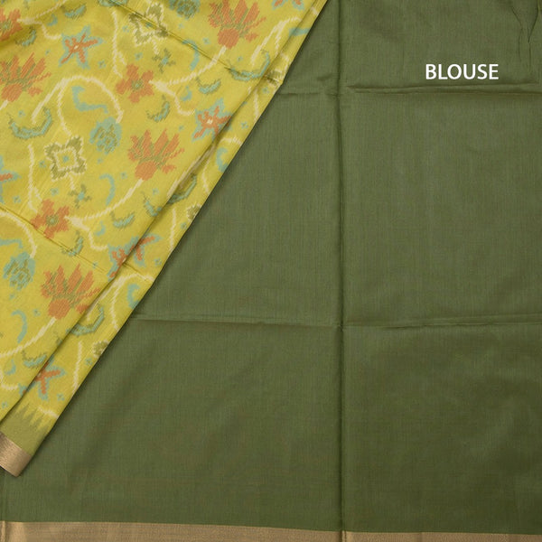 Raw Silk Lime Green Printed Saree
