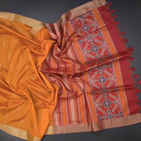 Raw Silk Mango Yellow Malli Moggu Design And Zari Border