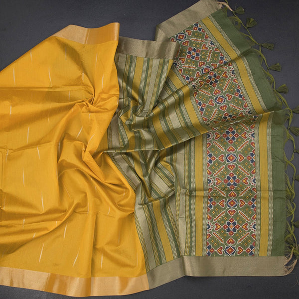 Raw Silk Yellow Saree With Malli Moggu Design And Zari Border
