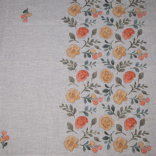 Cotton Cream Painted With Thread Work Saree
