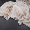 Cotton Cream Painted With Thread Work Saree