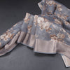 Semi Linen Grey Floral Printed Saree 09
