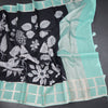 Kota Black Floral Printed Saree And Zari Checked Border 04