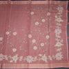 Semi Linen Dark Peach Saree With Painted Zari Thread Work