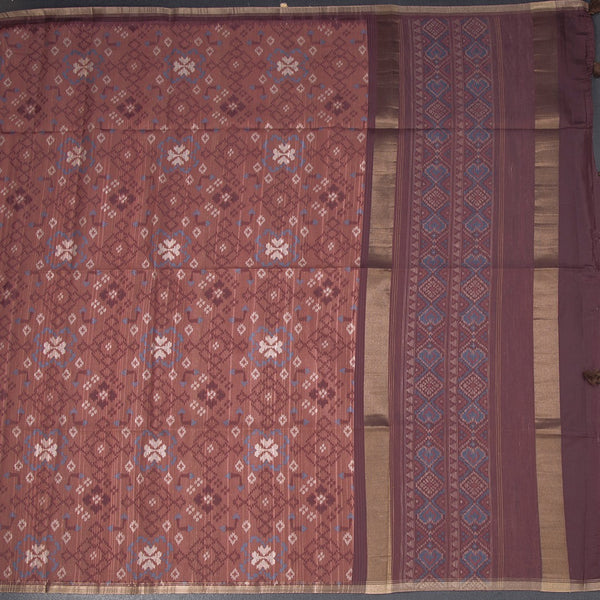 Semi Raw Silk Maroon Printed Saree 04