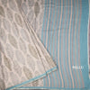 Semi Raw Silk Cream Leaf Printed Saree 04