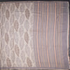 Semi Raw Silk Cream Leaf Printed Saree 06