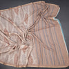Semi Raw Silk Cream Leaf Printed Saree 07