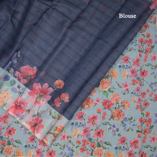 Kota Dark Blue Floral Printed Saree