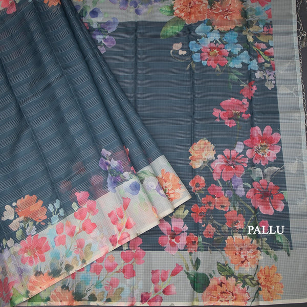 Kota Teal Green Floral Printed Saree