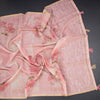 Semi Linen Rose Pink Floral Printed Saree