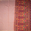 Semi Linen Peach Thread Work Saree